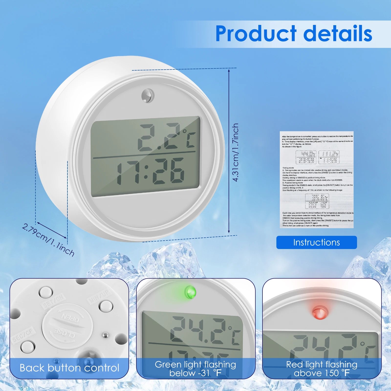 2 in 1 Floating Ice Bath Thermometer